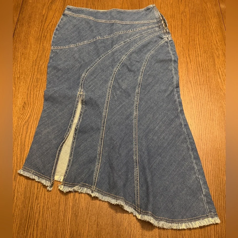 Anthropologie Pilcro Medium Blue Asymmetrical Paneled Denim Skirt NWT - Picture 4 of 8